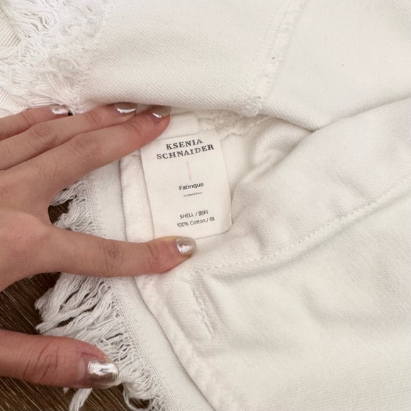 NEW Ksenia Schnaider Cropped Deconstructed White Denim Frayed Jacket, Size 0 - Picture 16 of 16